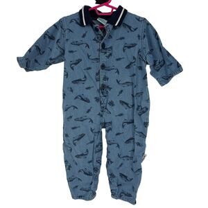 Sprockets Mervyns Vintage Toddler Boys Blue Fish Polo One Piece Size 18 Months